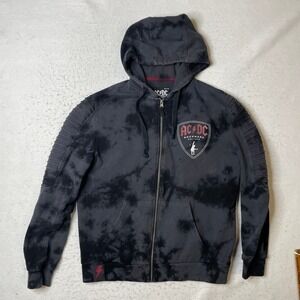 ACDC Rockware Signature Collection Tie‎ Dye Moto Zip Hoodie Mens Medium Black